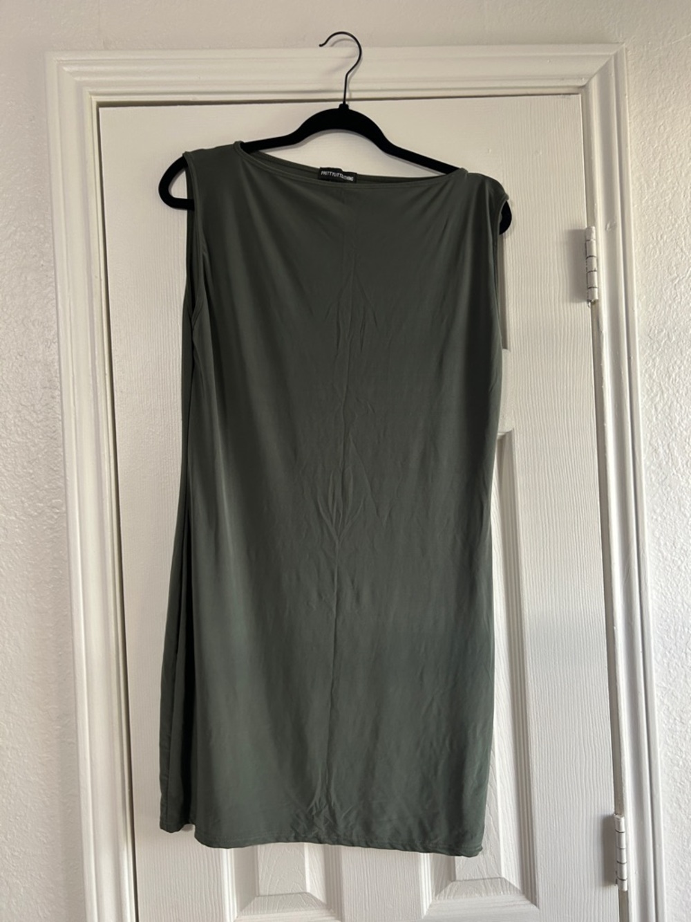 PrettyLittleThing One-Shoulder Olive Green Shift Dress
